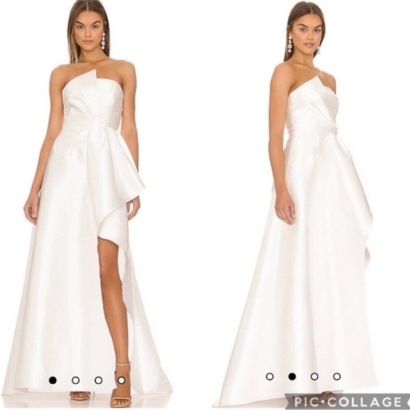 Elliatt White and Green Strapless Prom Dress - Picture 4 of 9